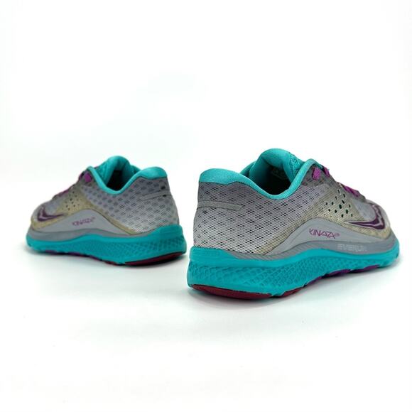 Saucony Kinvara 8 Everun Women Running Shoes Sz 8 Gray Teal Purple Mesh Sneakers - Picture 3 of 16